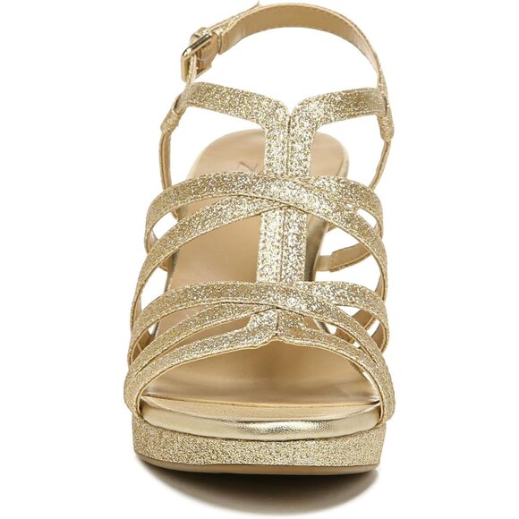 Naturalizer Women Gold Synthetic Open Rounded Toe Slingback Baylor Sandal - Picture 2 of 9